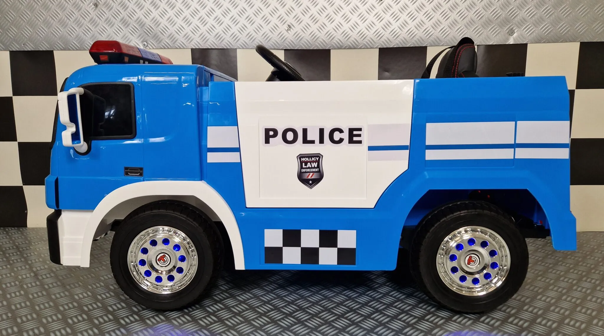 CAMIÓN POLICIA 12V, AZUL, MANDO RC A DISTANCIA - KI4POLICIACAMION